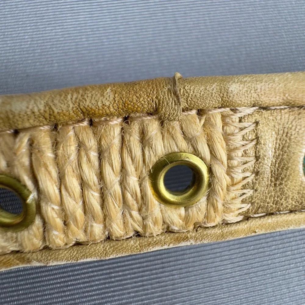 Vintage Alden Howard Tan Leather Woven Flower Buckle Belt‎ Made USA Size L